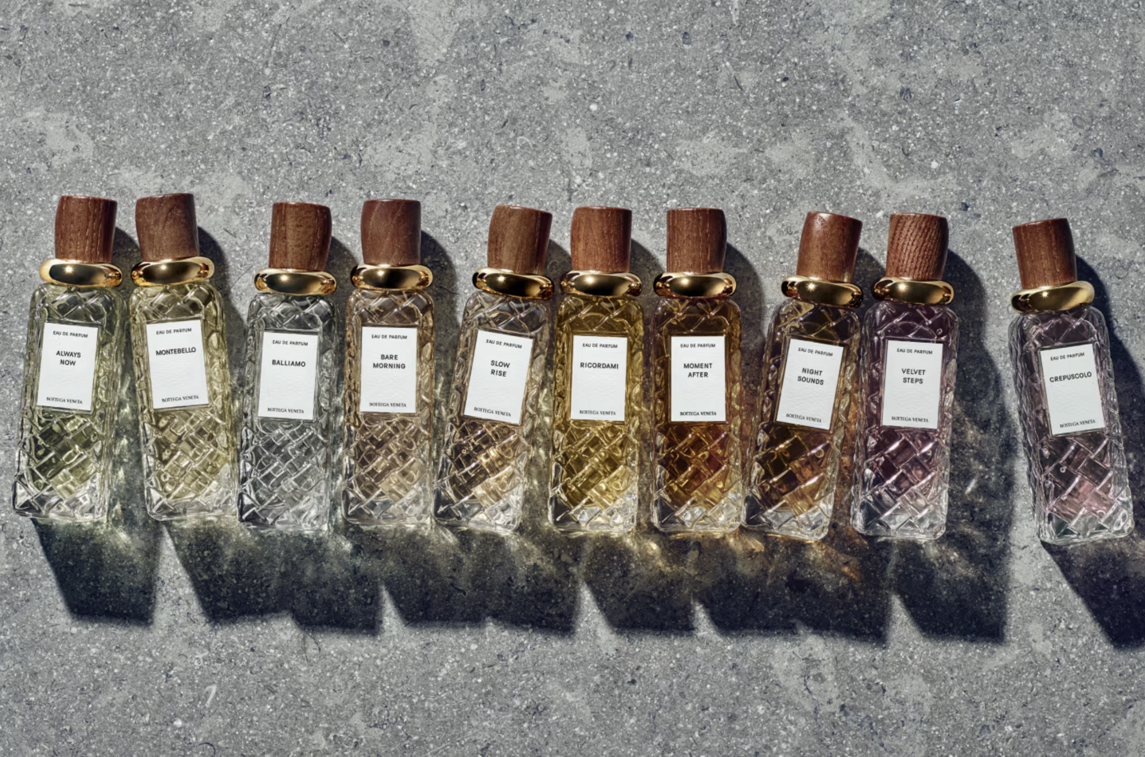 nouvelle collection de parfums de luxe de bottega veneta, dix cr&eacute;ations alta