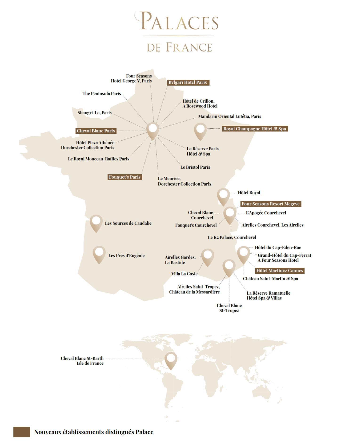 liste des palaces en 2026, noms, adresses et carte