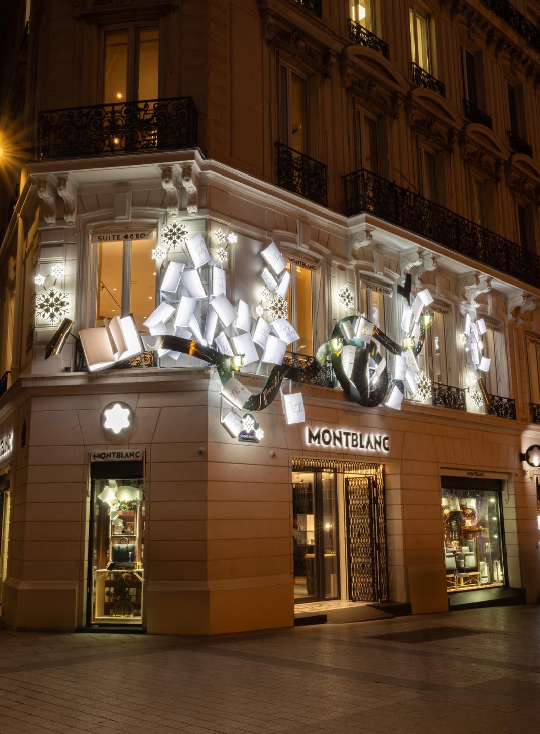 Montblanc transforme sa façade parisienne en tableau féerique pour Noël