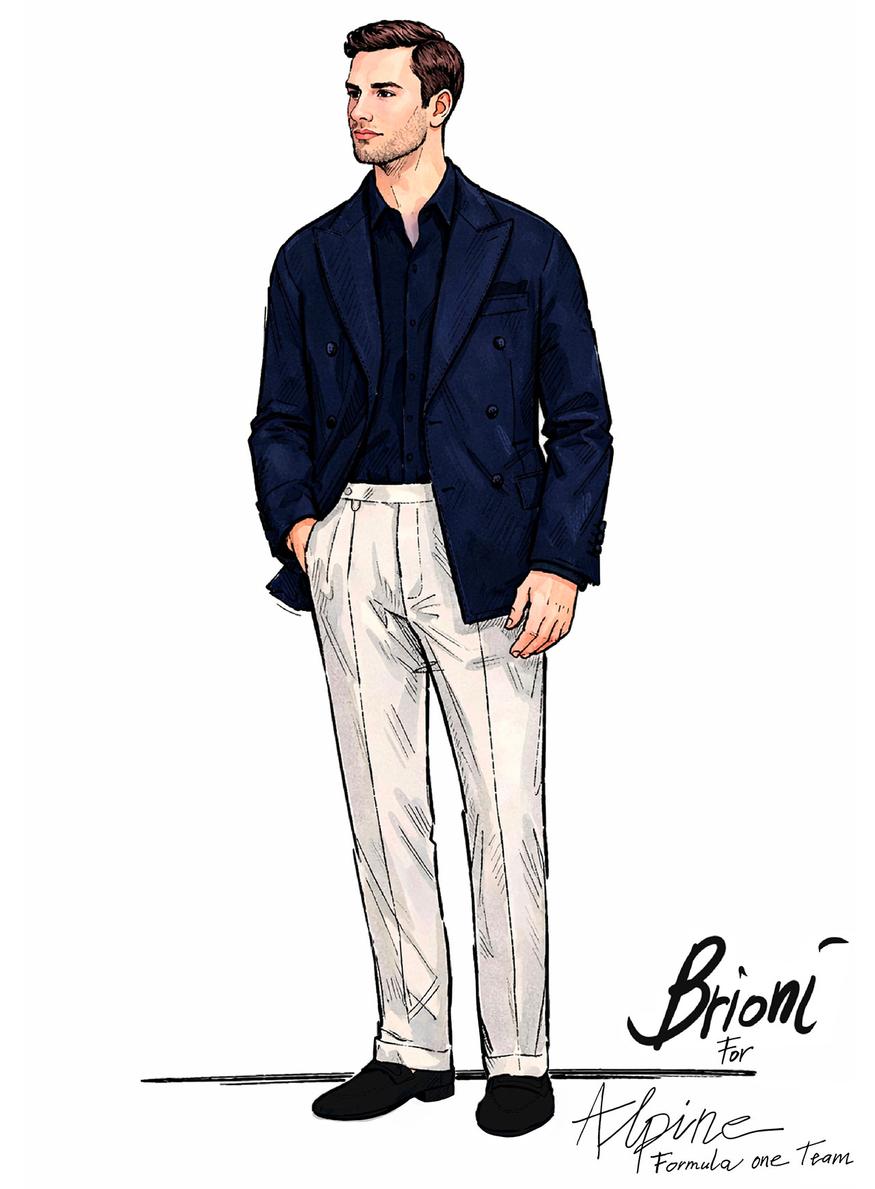 Brioni est une marque de luxe italienne qui va équiper les membres de l'équipe BWT Alpine Formula One