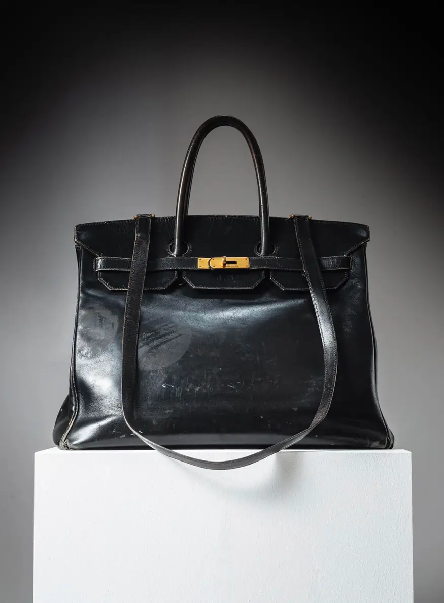 premier sac birkin de la maison de luxe hermès noir